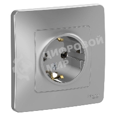 Розетка СП Blanca 16А 250В без шторок с заземл. алюм. SchE BLNRS001013