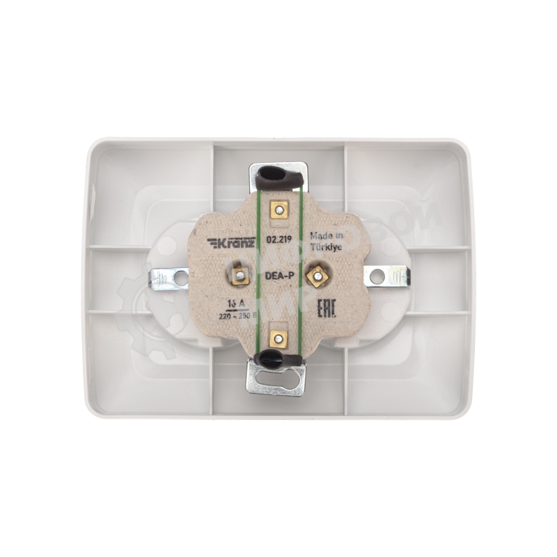 Розетка Kranz 2-ая DEA керамика с/з с/у 16А белый (1/10/100)