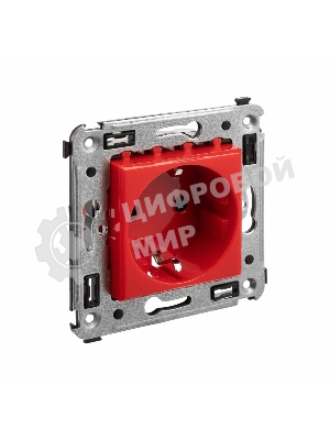 Розетка DKC Avanti 4401003 2P+E со шторками, красный квадрат