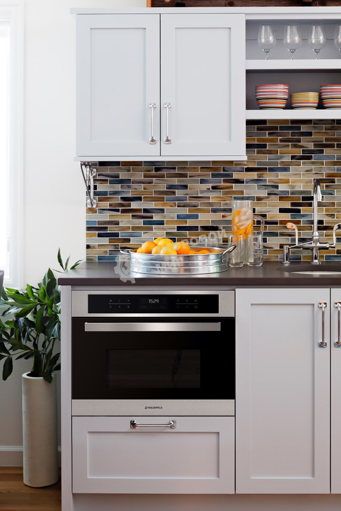 Шкаф духовой электрический с функцией СВЧ Maunfeld MCMO.44.9S, встраиваемый