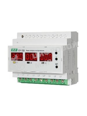 Реле контроля напряжения CP-723 (трехфазное; два режима работы - три однофазных реле или трехфазное реле напряжения; монтаж на DIN-рейке; 100…450 AC 3NO 3х63А) F&F EA04.009.015