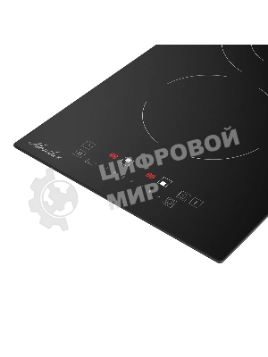 Варочная панель Monsher MHE 35 High-Tech, Hi-Light, 30 см, 2 конфорки, 9 уровней мощности, слайдерное управление, автоматическое отключение, индикация остаточного тепла, пауза, таймер, черный