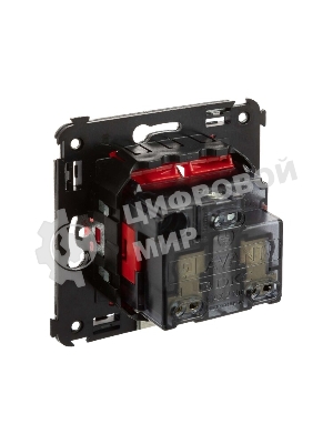 Розетка DKC Avanti 4401003 2P+E со шторками, красный квадрат