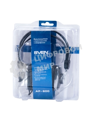 Гарнитура Sven AP-600 чёрный, проводная, 3.5 мм