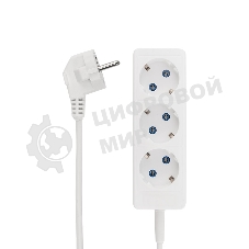 Удлинитель PROconnect 3 гнезда, 3 м, 3х0.75 мм², с/з, белый