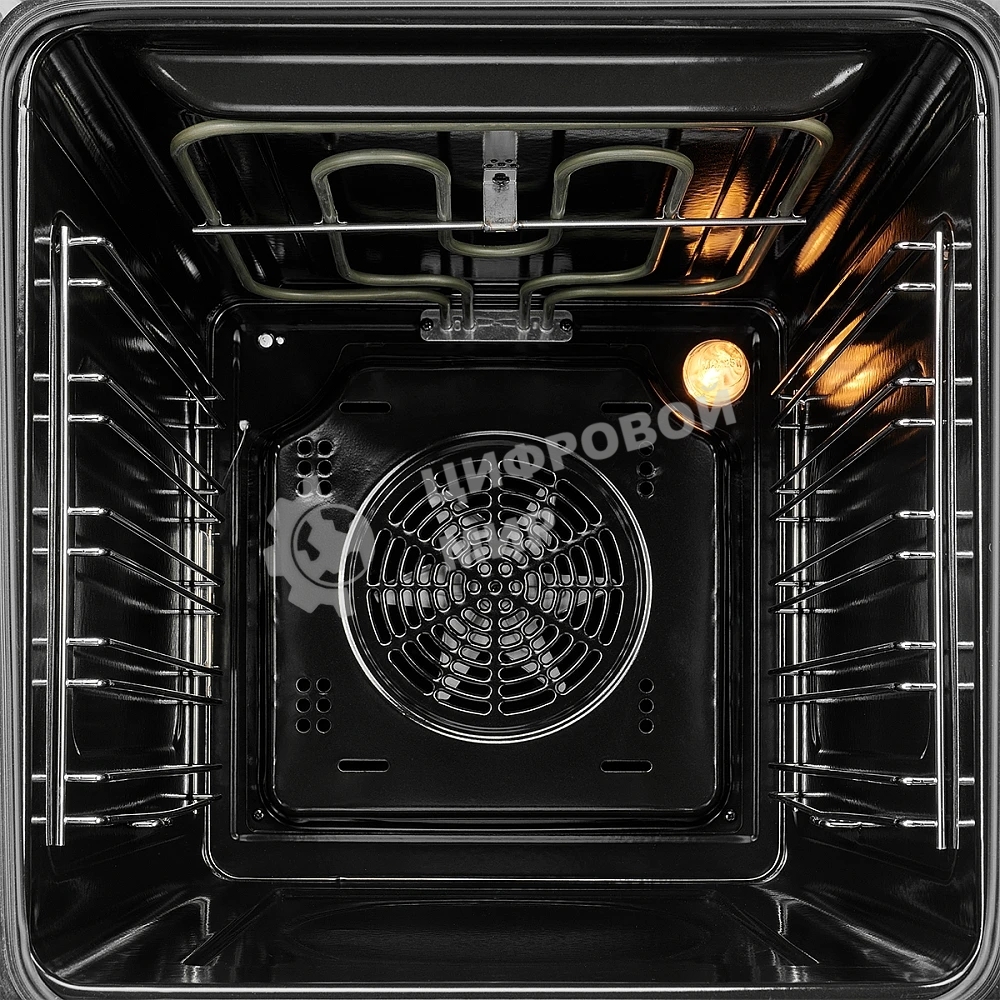 Встраиваемый духовой шкаф Monsher MOE 4563 Noir, электрический, High-Tech, объем 50 л, конвекция, гриль, 3 стекла в дверце, съемные стекла, съемная дверца, телескопические направляющие, черный