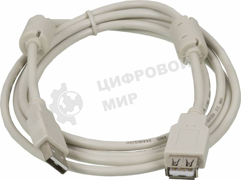 Кабель-удлинитель USB2.0 Ningbo USB A (m)/USB A (f) 1.8м феррит.кольца (USB2.0-AM/AF-1.8M-MG)