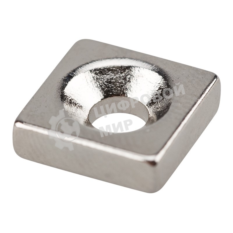 Неодимовый магнитный прямоугольник Rexant 10х10х3 мм с зенковкой 6х3,5 мм (упаковка 3 шт.)