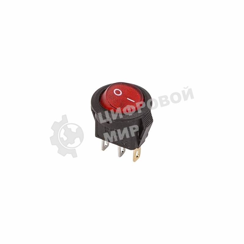 Выключатель клавишный Rexant круглый 250V 3А (3с) ON-OFF красный с подсветкой Micro