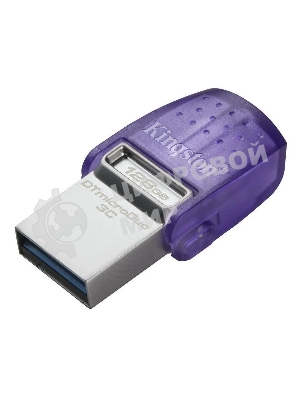 Флешка USB Kingston DataTraveler microDuo 3C (DTDUO3CG3/128Gb), 128Gb, USB 3.2 Gen 1/Type-C, R/W 200/15, фиолетовый