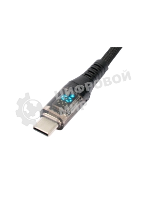 Кабель USB2.0 Cablexpert CCP-USB2-CMCM-SCR-1M, Type-C/Type-C, 6A, 66Вт, PD/QC3.0, дисплей, оплетка, медь, 1м, черный, пакет