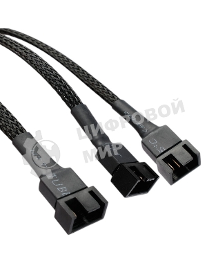 Кабель-разветвитель питания FAN Cablexpert CC-FAN-1F3M-27CM, 4pin(f)/3x4pin(m), PWM(ШИМ), медь, 27см, черный, пакет