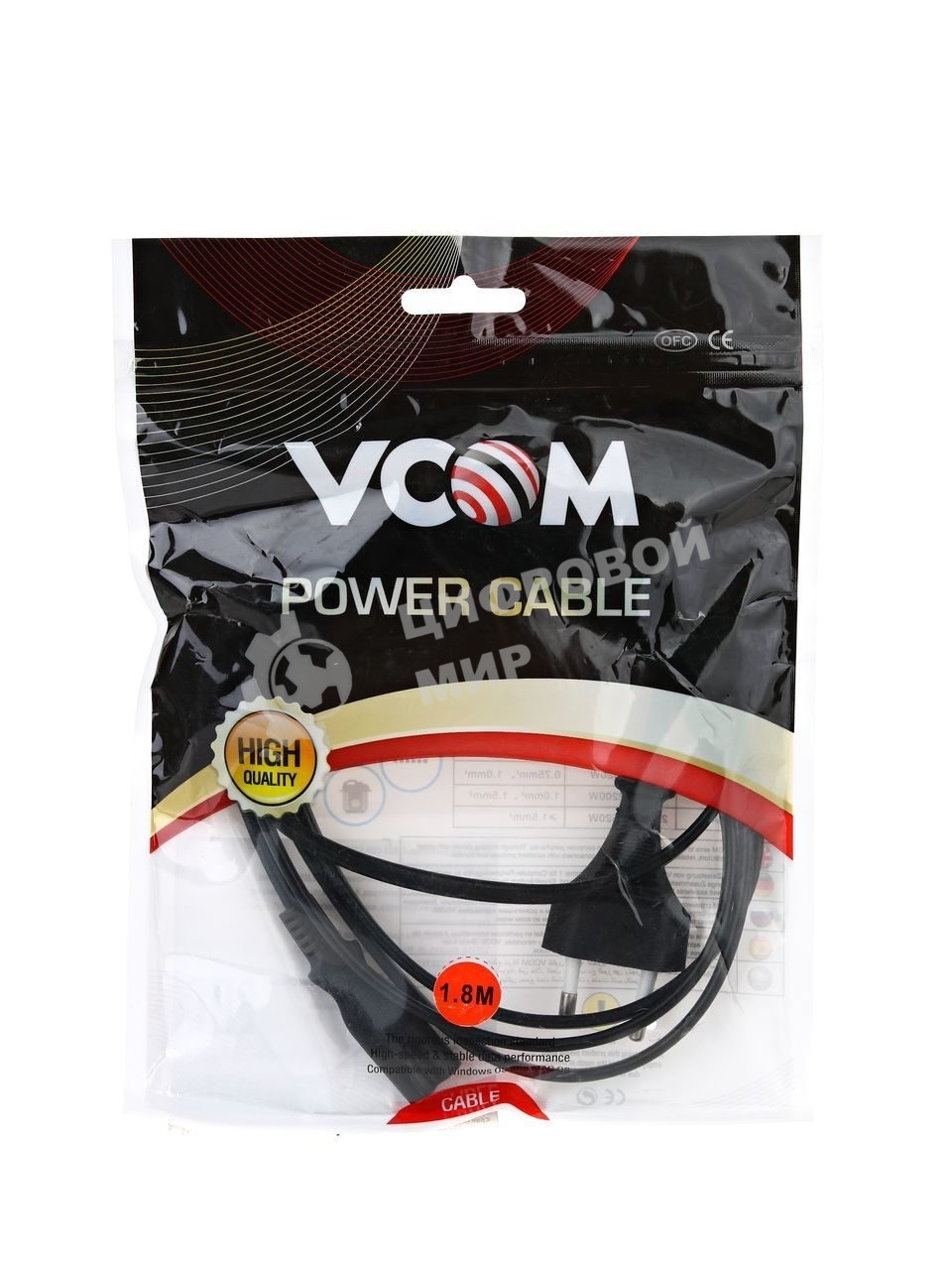 Кабель для аудио-видео техники IEC-320-C7--розетка 220V, 2-pin, 1,8м, медь, VCOM