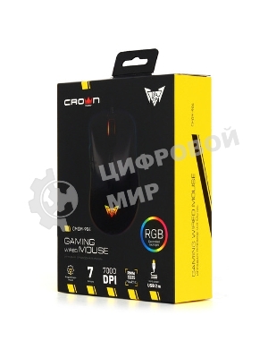 Мышь проводная Crown CMGM-904 черный, 7000 dpi, USB, кнопки - 7
