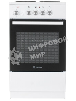 Плита электрическая De Luxe 5004.18э белый, конфорок 4 шт, духовка 43 л, 50 см x 85 см x 50 см