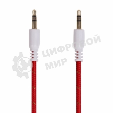 Аудиокабель AUX Rexant 3.5 мм в тканевой оплетке 1 м красный