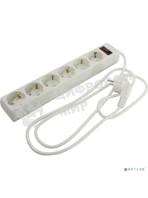 Сетевой фильтр ExeGate EX266866RUS SP-6-1.5W (6 розеток, 1.5 м, евровилка, белый)