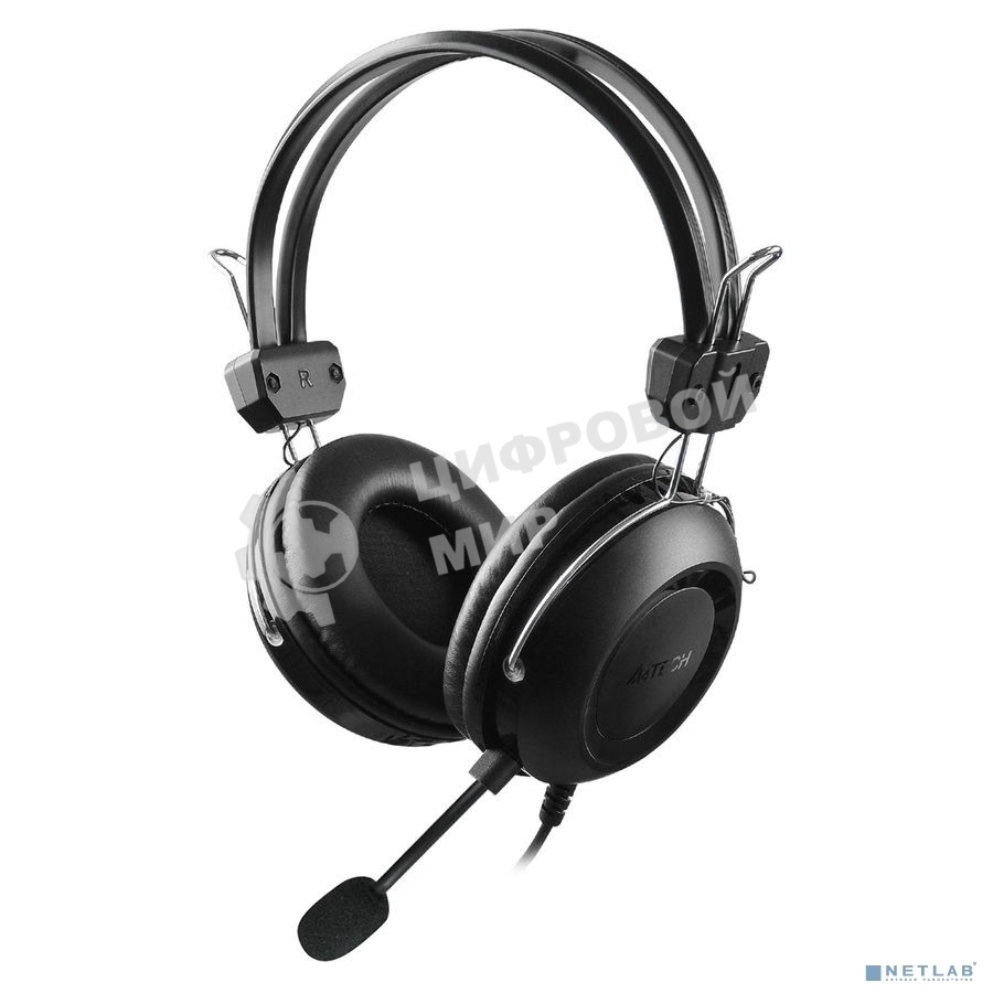 Гарнитура проводная с микрофоном A4Tech HU-35 черный 2м накладные USB оголовье