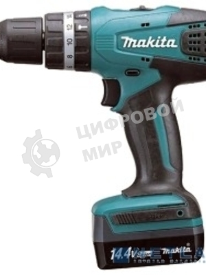 Дрель-шуруповерт аккумуляторная Makita HP347DWE, Аккумуляторная, 14.4В, 2 АКБ, Ударная, Кейс