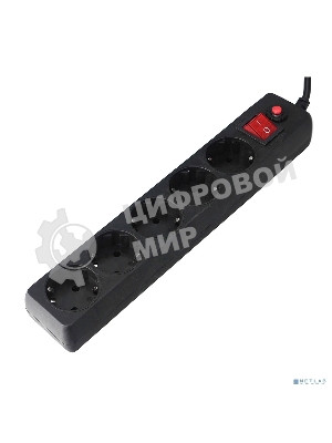 Сетевой фильтр Гарнизон EHLB-1, 5 р, 10А 1.8 м черный