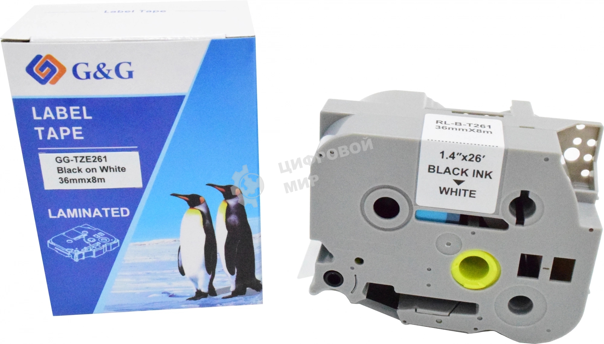 Картридж ленточный G&G GG-TZE261 черный на белом 36x8 для Brother PT- P900W, P950W, 9700PC