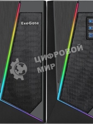 Акустическая система 2.0 ExeGate EX289688RUS Accord 240 (питание USB, 2х3Вт (6Вт RMS), 60-20000Гц, черный, RGb подсветка)