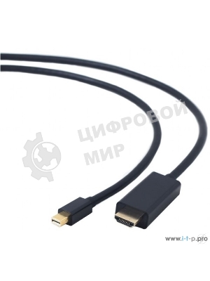 Кабель Cablexpert mDP-HDMI, 20M/19M, 1.8м, черный, позол.разъемы, пакет (CC-mDP-HDMI-6)