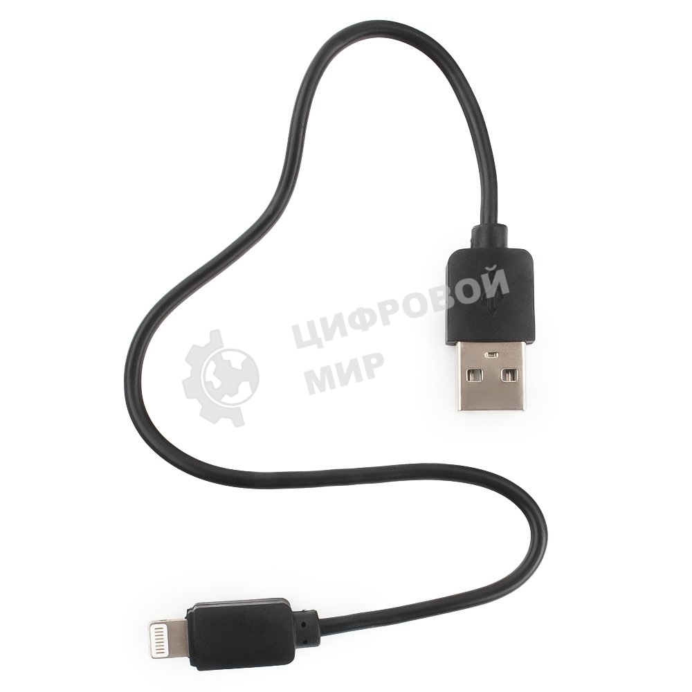 Кабель USB Гарнизон GCC-USB2-AP2-0.3M AM/Lightning, для iPhone5/6/7, IPod, IPad, 0.3м, черный, пакет