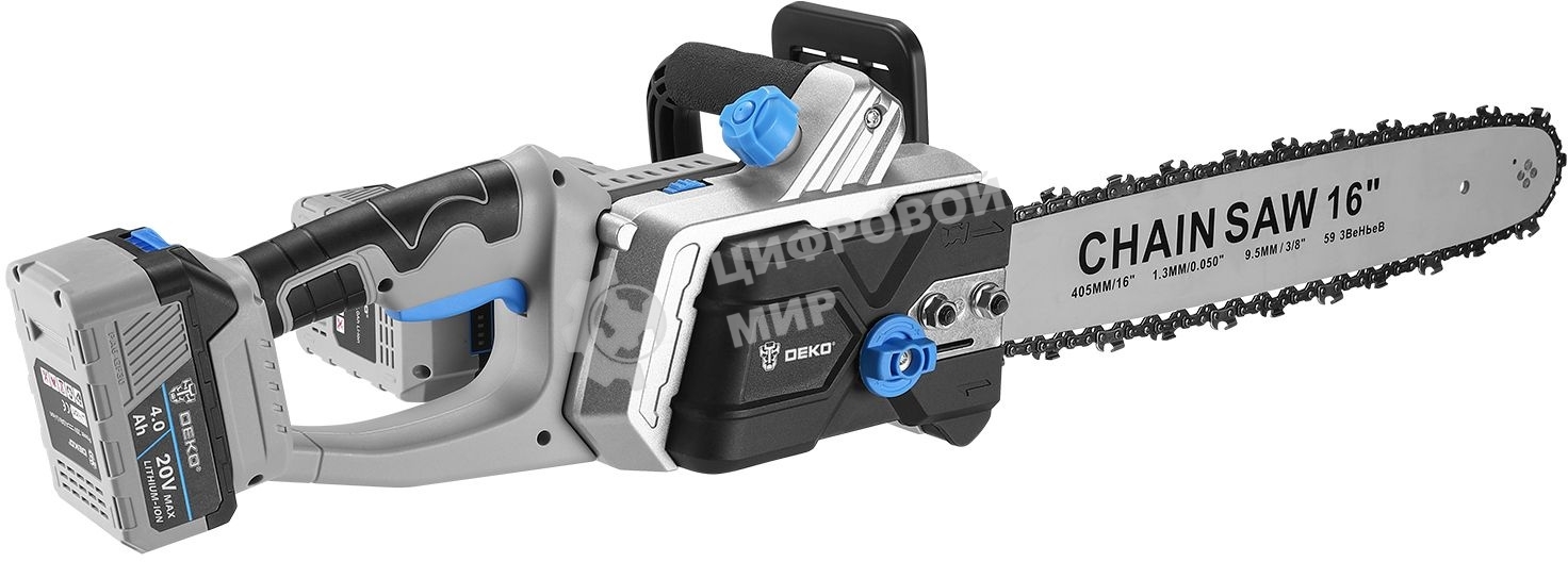 Пила цепная аккумуляторная в кейсе DEKO DKCHS 40 PRO [063-4357] 2х20В, 2x4.0А·ч, 2 з/у