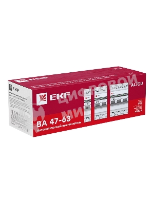Выключатель автоматический модульный 1п B 6А 4.5кА ВА 47-63 PROxima EKF mcb4763-1-06B-pro