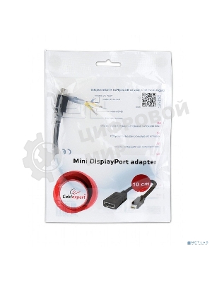 Переходник miniDisplayPort - DisplayPort, Cablexpert A-mDPM-DPF-001, 20M/20F, 16см, черный, пакет