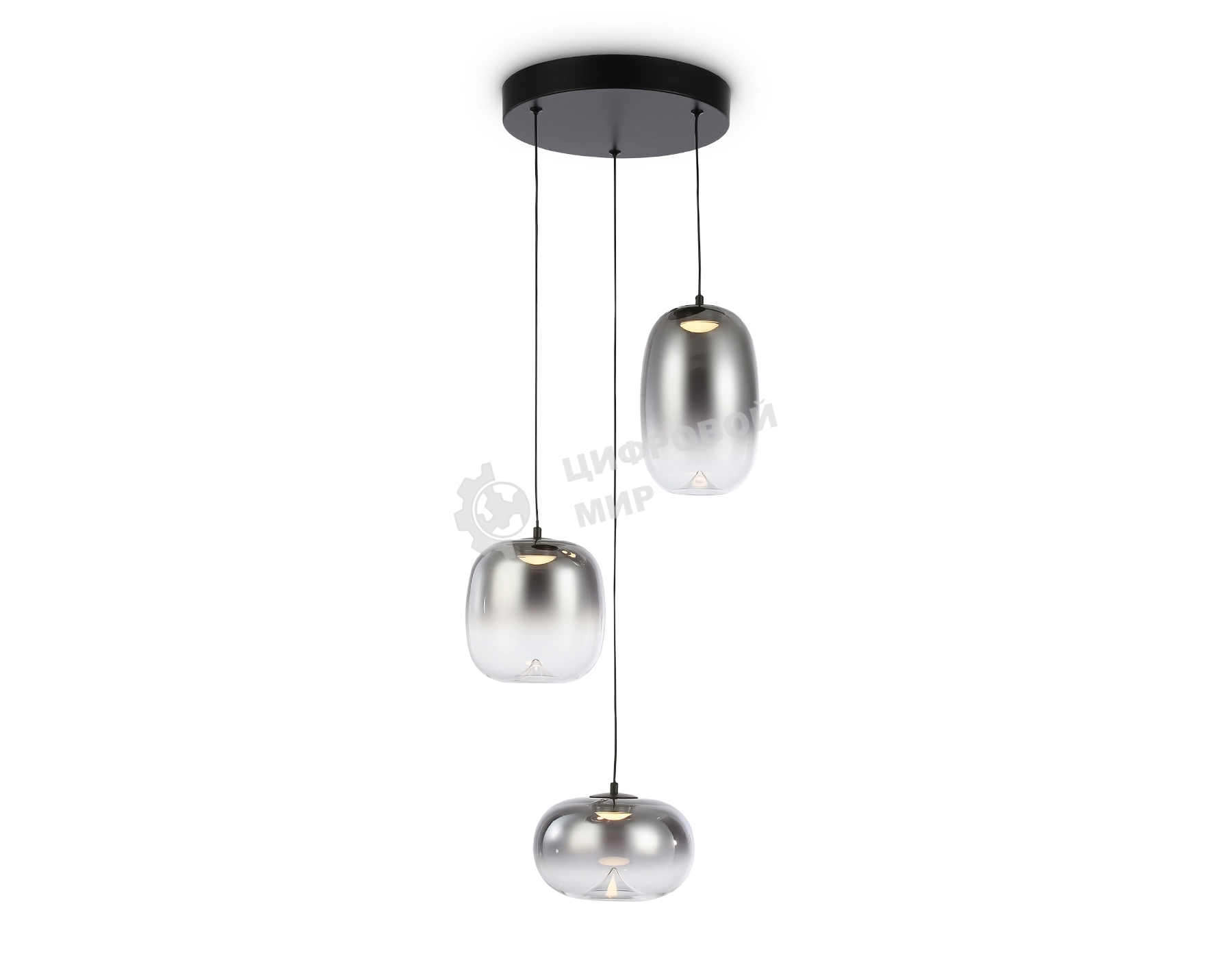 Подвесной светодиодный светильник Ambrella light LH11099/3 BK/SM черный/дымчатый 12W 3000K D350*1505