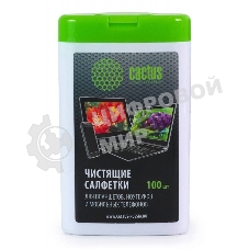 Салфетки Cactus CS-T1005 Туба с чистящими салфетками для планшетов, ноутбуков и моб.телефонов,100 шт