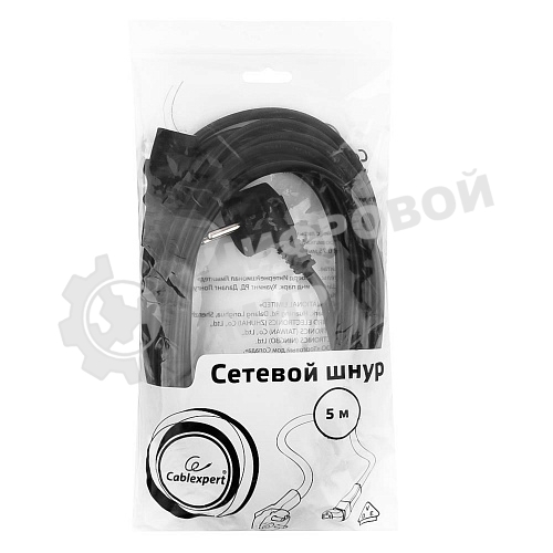 Кабель Gembird Power 250V 10A EUR, VDE питания сетевой, Евровилка, заземление, 5m (PC-186-VDE-5M)