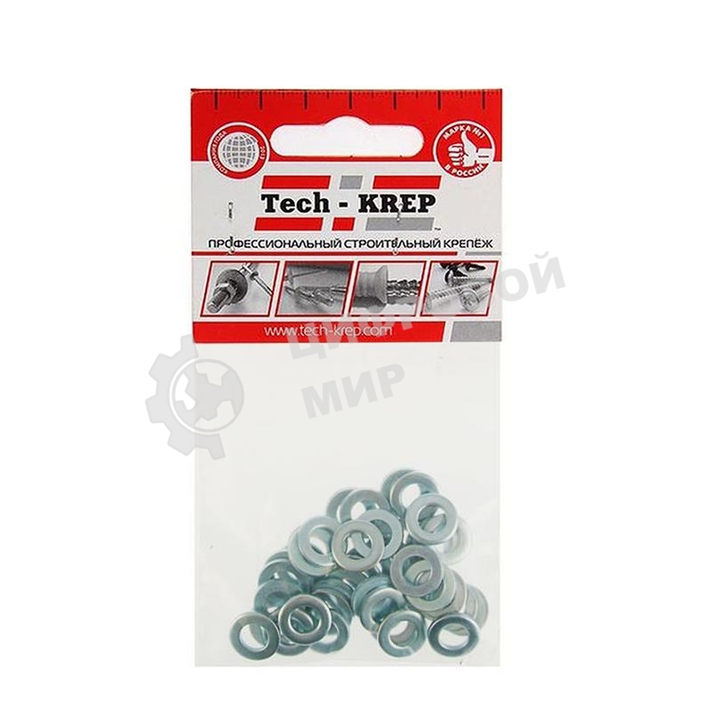 Шайба плоская М6 цинк. DIN 125 (уп.40шт) пакет Tech-Krep 103044