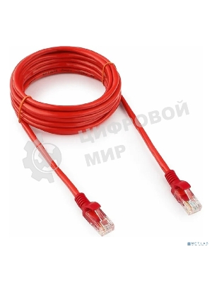 Патч-корд UTP Cablexpert cat.5e, 3м, литой, многожильный, красный