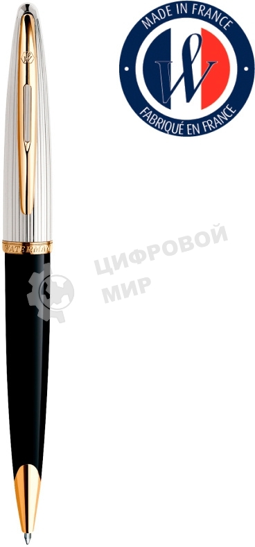 Ручка шариковая Waterman Carene De Luxe (CWS0700000) Black Silver GT, M, син. черн. подар.кор.