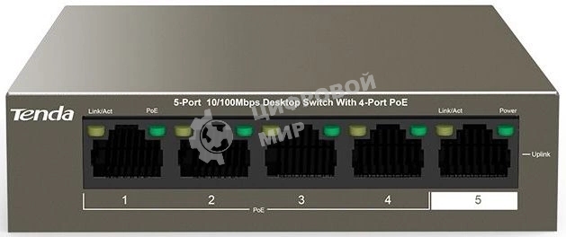 Коммутатор Tenda TEF1105P-4-63W 5PORT 10/100M