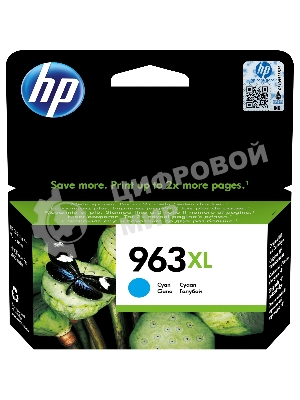 Картридж струйный HP 963XL 3JA27AE голубой увеличенной емкости (1600 стр) для HP OfficeJet Pro 9010, 9013, 9020, 9023