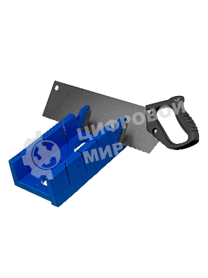 Стусло Сибртех пластиковое синее,4 угла для запила+пила 350мм