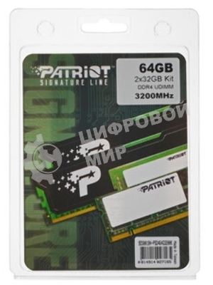 Оперативная память Patriot Signature Line, DDR5, 64GB (2x32GB), 5600 MHz, CL46