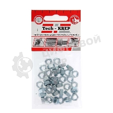 Гайка шестигранная М6 цинк. DIN 934 (уп. 40 шт) пакет Tech-Krep 103025