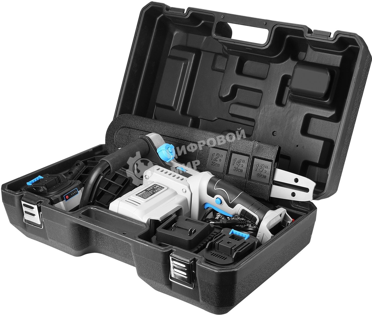 Пила цепная аккумуляторная в кейсе DEKO DKCHS 40 PRO [063-4357] 2х20В, 2x4.0А·ч, 2 з/у