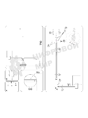 Люстра Ambrella light LH57033/8 BS/SM латунь/дымчатый E14/8 max 40W D830*710