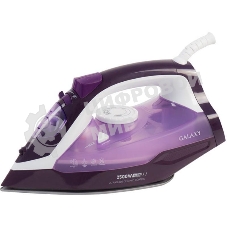 Утюг Galaxy Line GL 6124, фиолетовый с белым, паровой, 2500 Вт, постоянный пар 50 г/мин, паровой удар 230 г/мин, функции: самоочистка, антикапля, антинакипь, функция увлажнения, вертикальное отпаривание, защита от перегрева, индикатор нагрева, керамическо