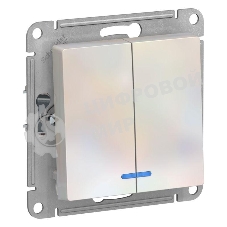 Механизм выключателя 2-кл. AtlasDesign с подсветкой (сх.5а) 10АХ жемчуг SchE ATN000453