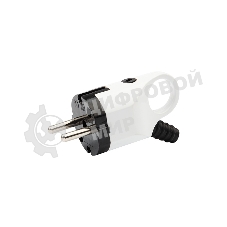 Вилка Евро Rexant угловая с з/к 16А с ушком (кольцом) бело-черная