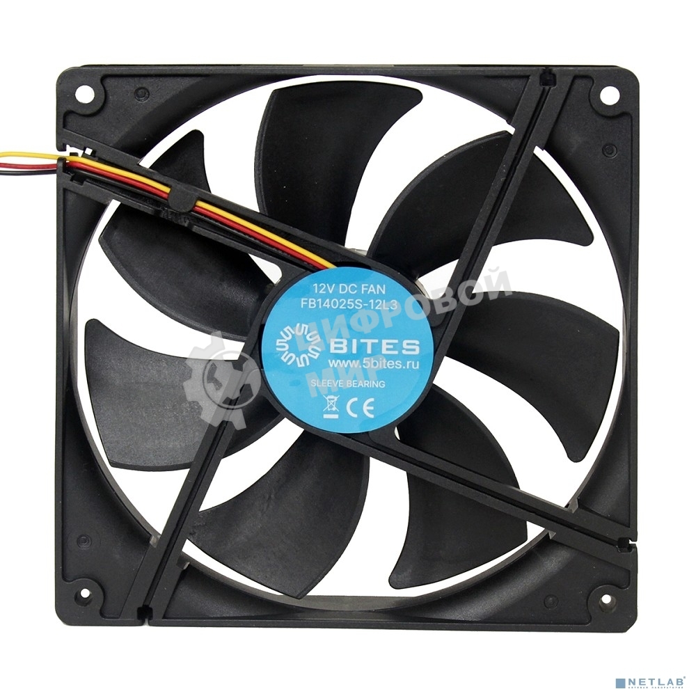 Вентилятор для корпуса 5bites FB14025S-12L3 черный, 140 x 140 мм, 1200 об/мин, 25 дБ, 3 pin