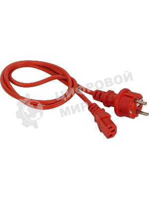 Шнур питания Lanmaster C13-Schuko прямая, 3х0.75, 220В, 10А, красный, 5 метров