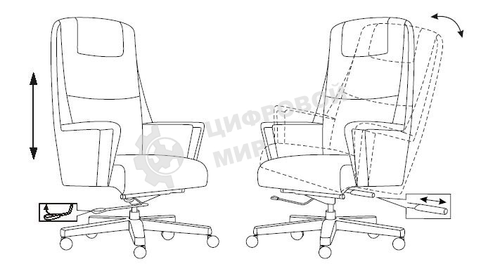 Кресло руководителя Бюрократ DUKE белый, кожа, крестовина металл/дерево